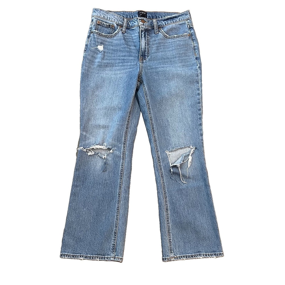 J Crew Women's Pants 29 Flare‎ Crop Mid Rise Distressed